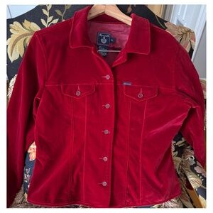 Faconnable Women's Velvet Jacket XL Burgundy/Red Luxury Classic BEAUTIFUL!